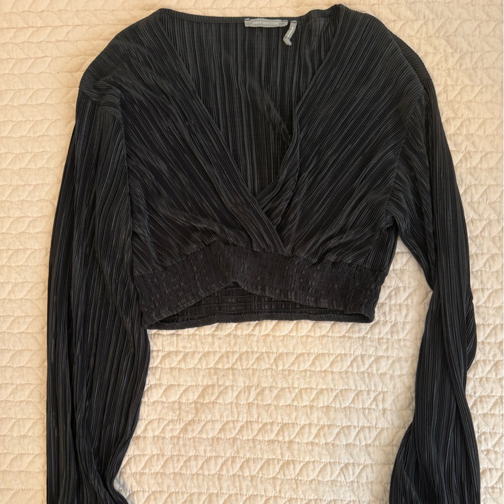 Urban Outfitters Black Pleated Crop Top